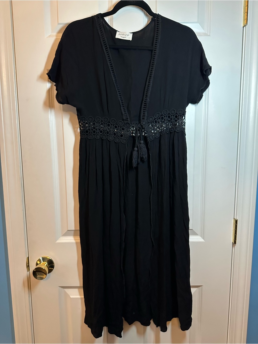 EUC lavender field Black Crochet-Waist beach cover sz S